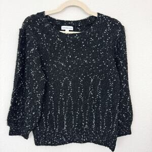 Calvin Klein Jeans Womens Knit Pullover Sweater Size M Metallic Marled Black